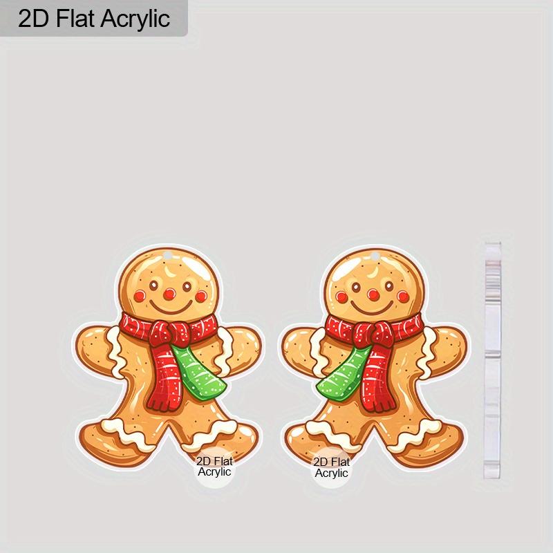 2D Flat Acrylic Christmas Festival Gingerbread Man Painting Earring Christmas Jewelry for Women Female