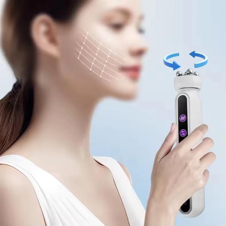 3-IN-1 RF Heating EMS Facial 360° Roller Massager for FIne Lines Lifting Skin Rejuvenation Skin Firm Microcurrent Beauty Machine
