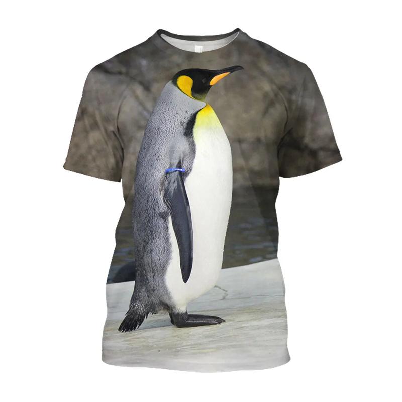 Cute Penguin 3d Print Animal T Shirt For Men Fashion Casual Oversized T-shirt Summer Round Neck Short Sleeve Children Tees