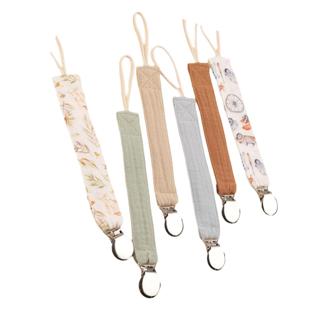 6 Stück Baby Schnullerband Baby Beruhigungskettchen Neugeborene Schnullerkette Clip Babyprodukt Baumwolle Beißring Schnullerbandhalter