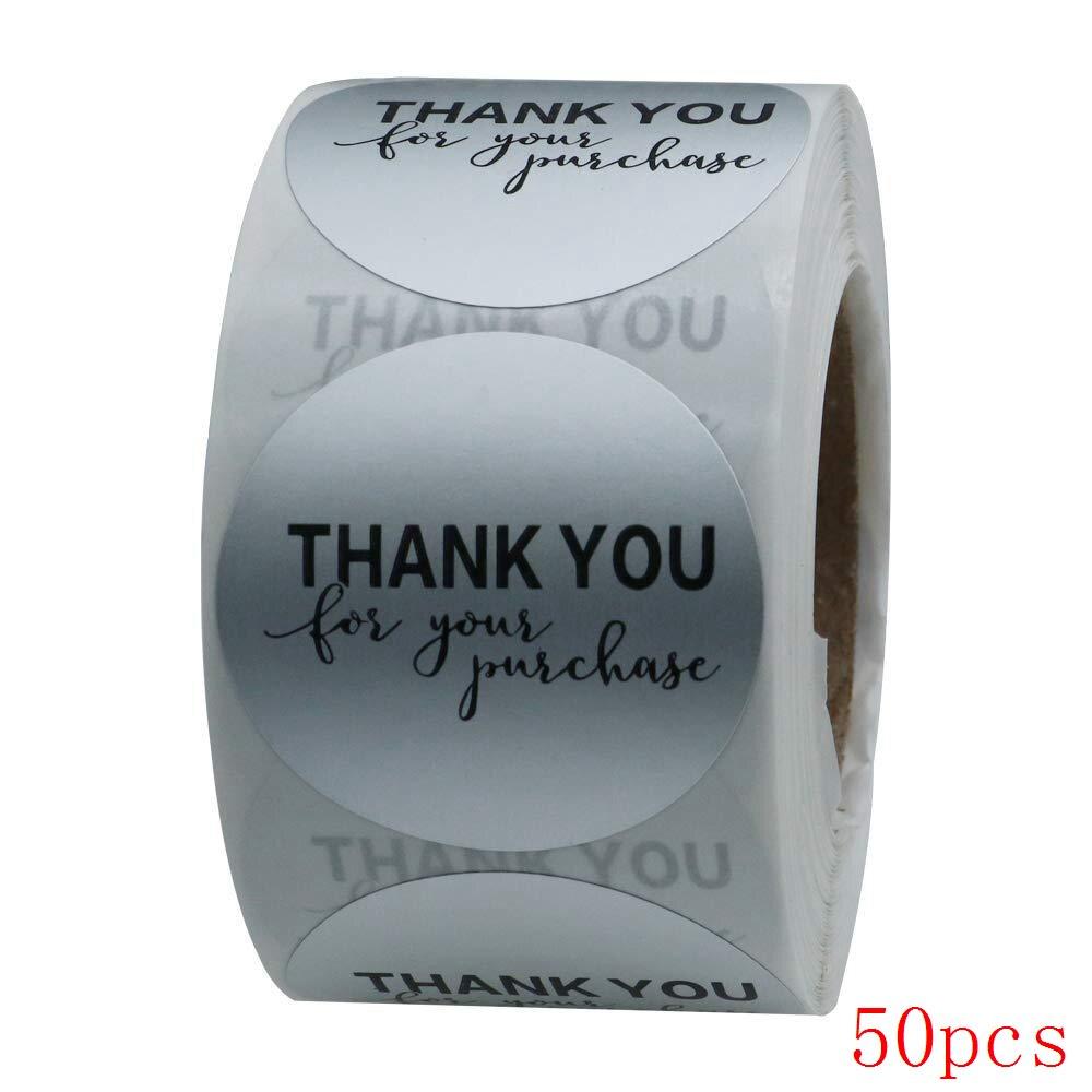 

50-500 шт., этикетки из серебряной фольги, наклейка «Спасибо» для деловой упаковки, подарочные этикетки, наклейка для доставки, 500 шт., канцелярские товары ручной работы