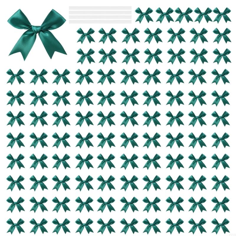 100Pcs Gift Wrapping Ribbon Bowknot 8cm Polyester Fabric Bowknot for Birthday Valentine's Day Wedding Gift Packaging P9YB