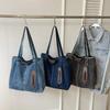 Solid Color Zipper Cowboy Bag  Casual Simple Tote  High Quality  Soft Large Capacity  Western Style