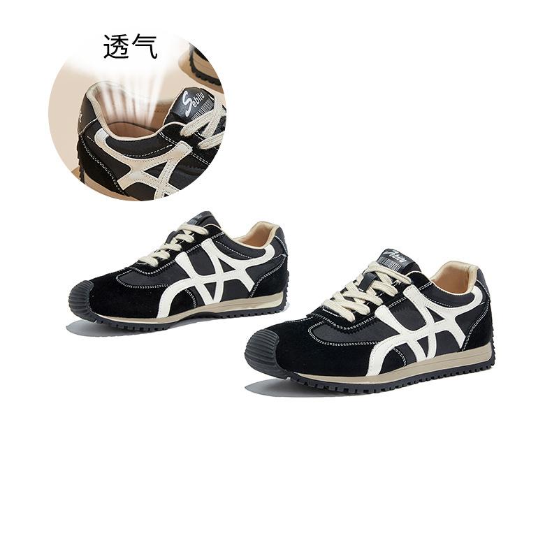 Leather German Training Shoes Women's Shoes 2025 Autumn Shoes Women's New Versatile Retro Sports Women's Casual Forrest Gump Shoes Women
