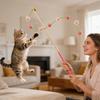 Long Wooden Handle Cats Teaser Wand With Bell - Interactive Chew-Resistant Cats Toy For Kittens & Adult Cats
