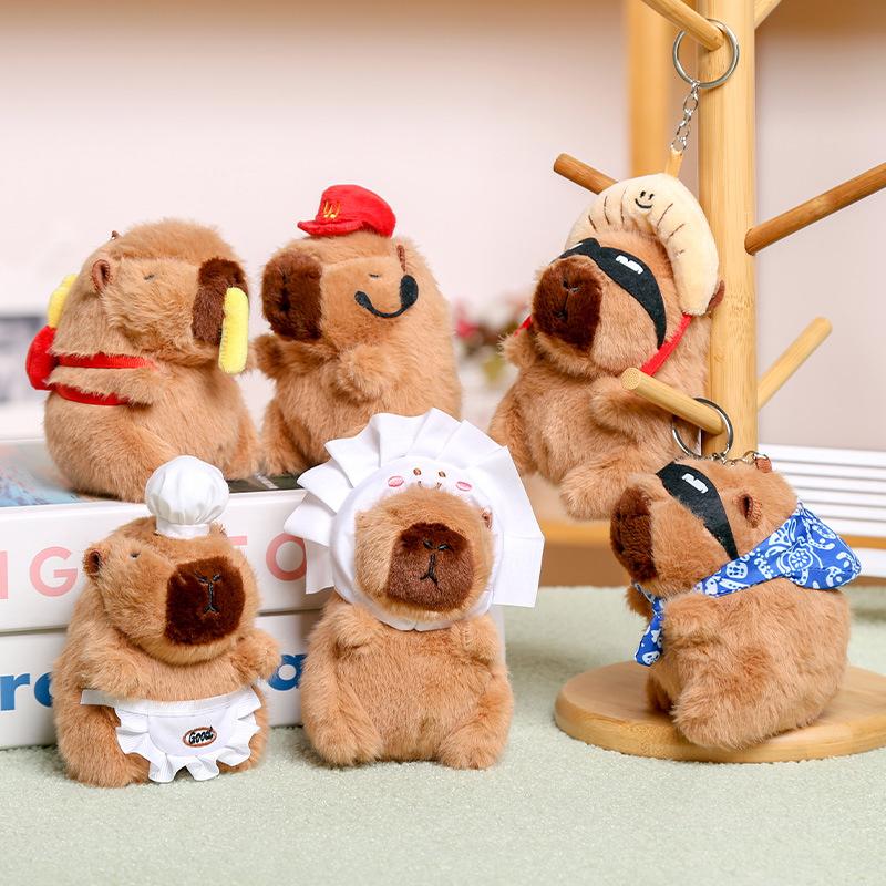 Kawaii Kapibala Plush Pendant Cartoon Capybara Keychain Backpack Pendant Cute Plush Doll Keychain Desktop Ornament Car Pendant