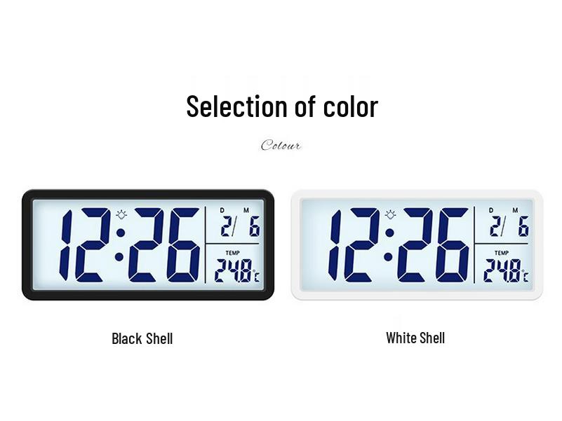Nordic Large Screen Digital Wall Clock with Temperature & Humidity Display, Silent Operation, LCD Night Light