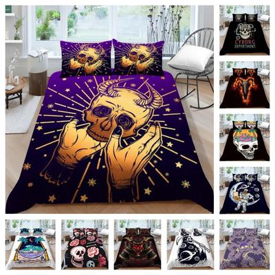 Juego de funda de edredón con estampado de calavera, Textiles para el hogar de tamaño doble King, ropa de cama a la moda, juego de fundas de edredón, diseño único