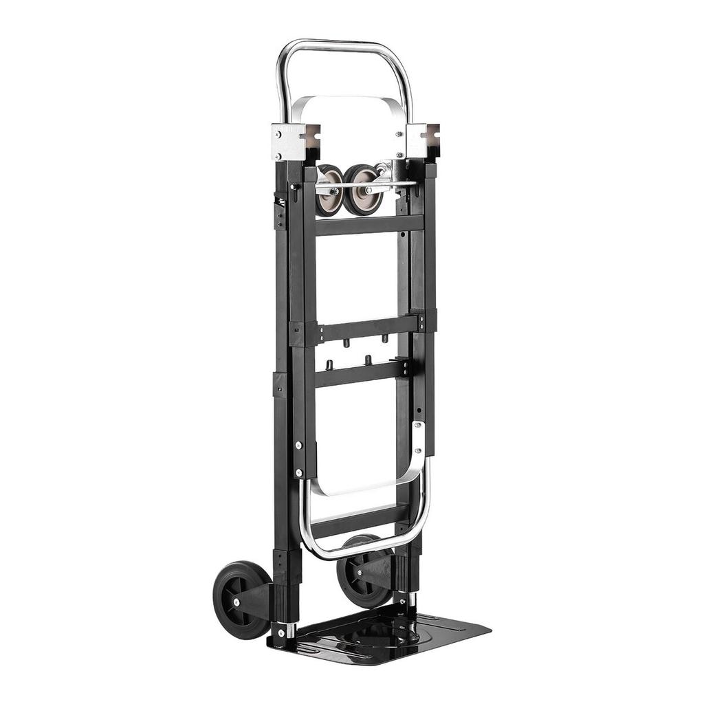 2 in 1 Folding Hand Truck, 226.9 kg Load Capacity for 4-Wheel Mode, Convertible Hand Truck Dolly with Wheels & Adjustable Handle, Portable Trolley