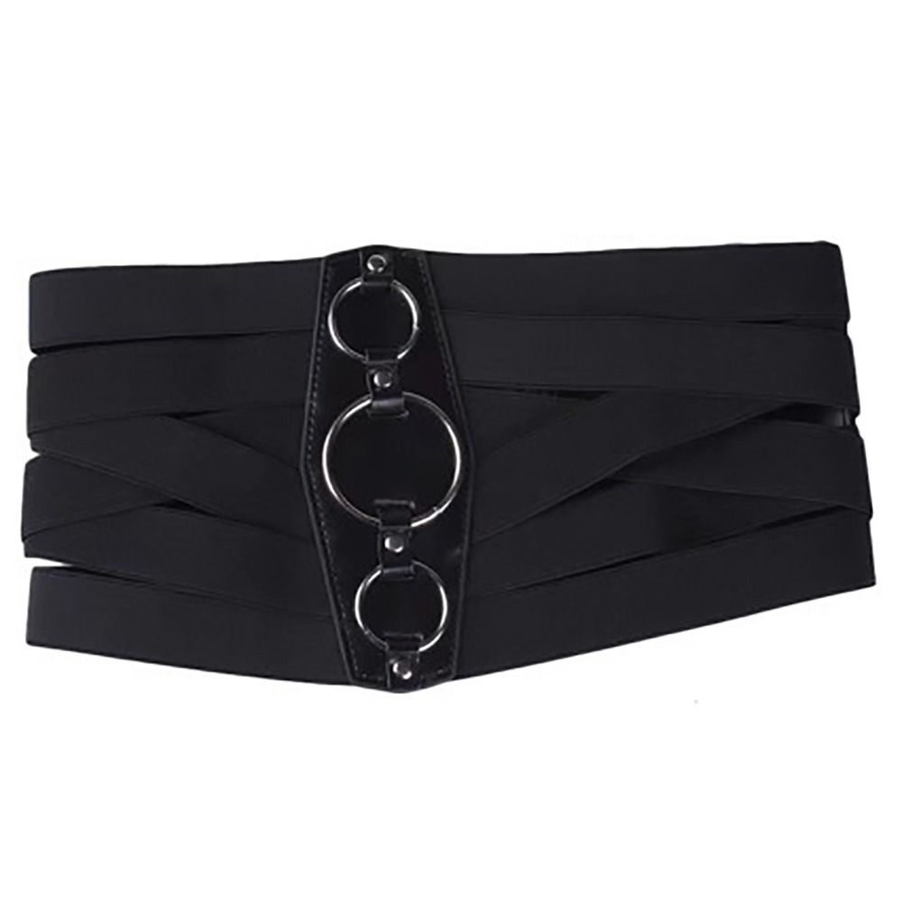 Black Corset Belt Euro-American Aesthetic Waist Stretch Cummerbunds Trendy Waistband Female