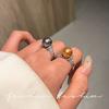 Mokka Goldbraun Grau Perlmutt Diamant Offener Ring Leichter Luxus Nischenzeigefingerring Promi
