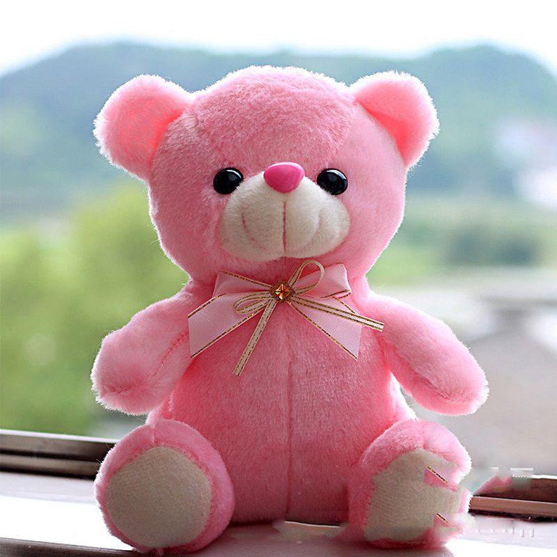 Small Flash Led Teddy Bear Stuffed Animal Plush Soft Hug Toy Baby Gift Girls