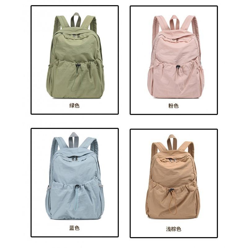 Korean Solid Color Nylon Cloth Backpack Large-capacity Casual Simple College Students Men Women Same All-match Lightweight