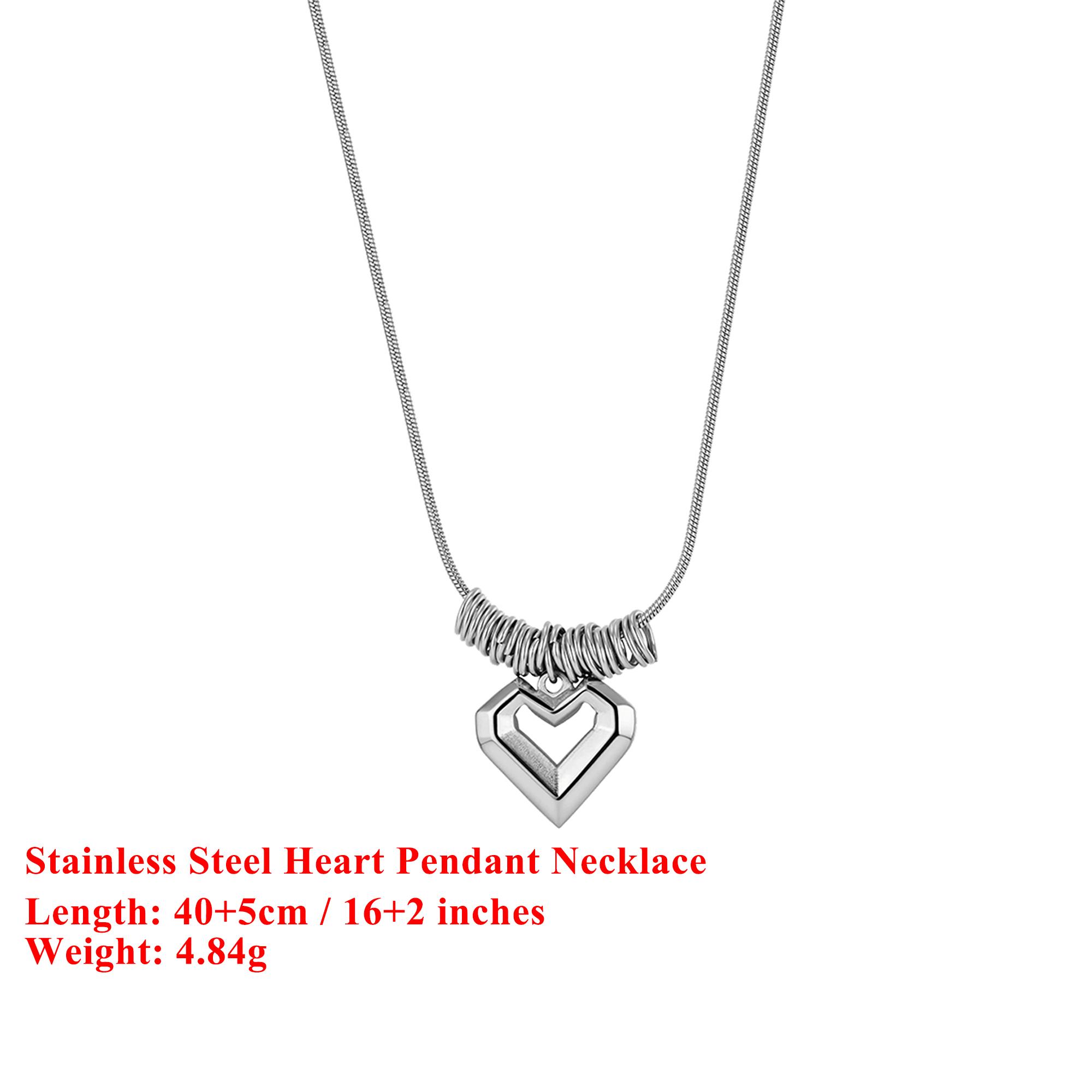 

EFFIE QUEEN Stainless Steel 18k Gold Heart Shaped Pendant Necklace Romantic Jewelry for Women ,Wedding Party Banquet Gift STKN09 серебряный