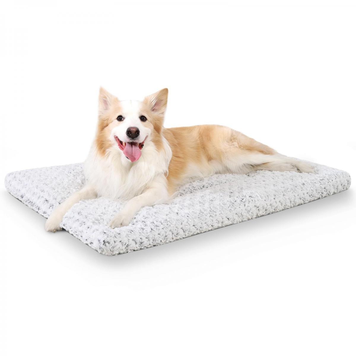 

All Season Lightweight Double Sided Rose Velvet Pet Bed For Dogs Cats Soft Warm Washable Dog Mattress Cozy Pet Cushion Hypoallergenic Durable Pet Mat 60x45x3cm світло-сірий колір