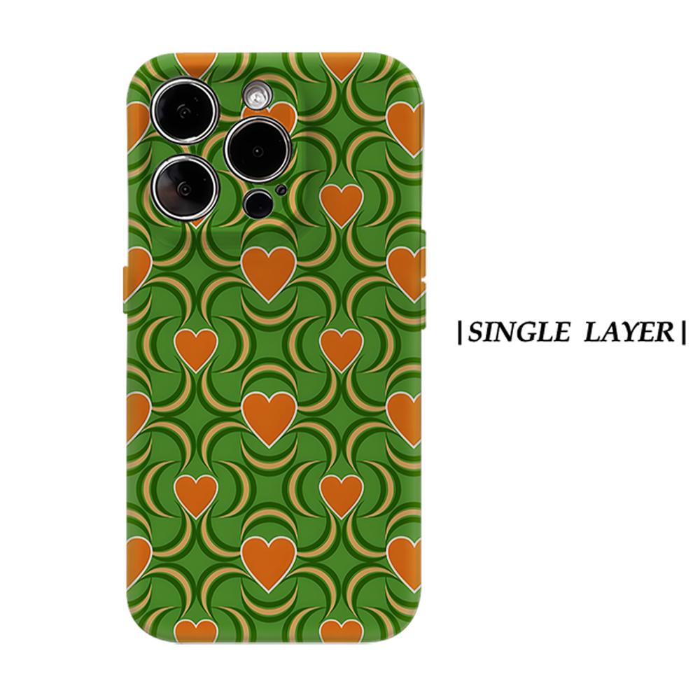

Retro Green Heart Moon Phone Case for IPhone 17AIR 16E 16 15 14 13 12 11 17 Pro Max Plus Double-layer Back Cover IPHONE17PROMAX