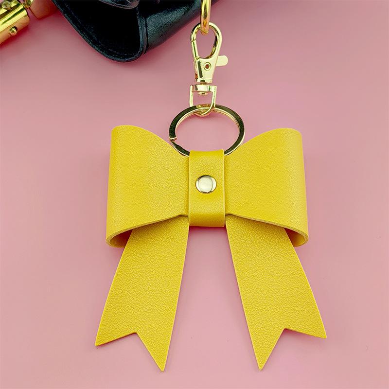Simple Bow Leather Keychain Xiaohongshu Same Car Keychain Bow Bag Hanging