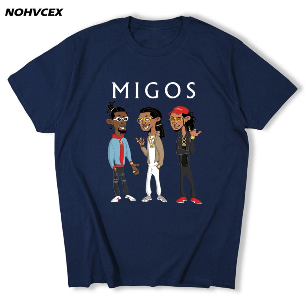 Migos Hip Hop Cotone Uomo T-shirt Maglietta Moda