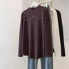 Plus Size Women's Velvet Long Sleeve Top - Half-High Neck, Loose Fit, Stylish Flaw Cover, Autumn/Winter Collection