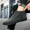 Mode High Top Casual Board Schuhe Herren Schnürschuhe Wildleder Flache Sohle Kurze Stiefel Herren Chelsea Boots Hochwertige Marken Denimstiefel Schwarz
