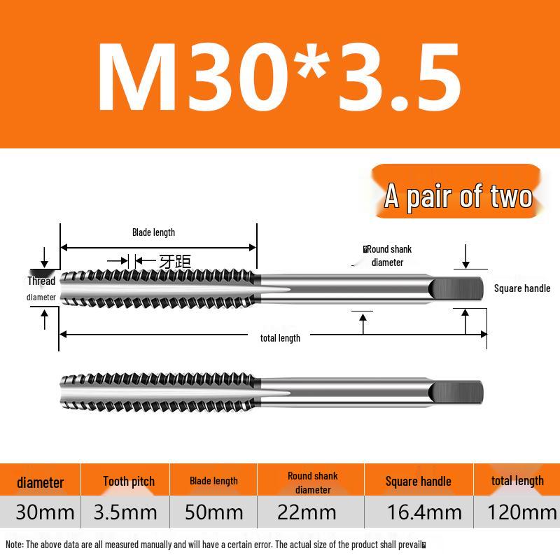 Feingewinde Handgewindebohrer M8-M20 Satz (5 Stücke)