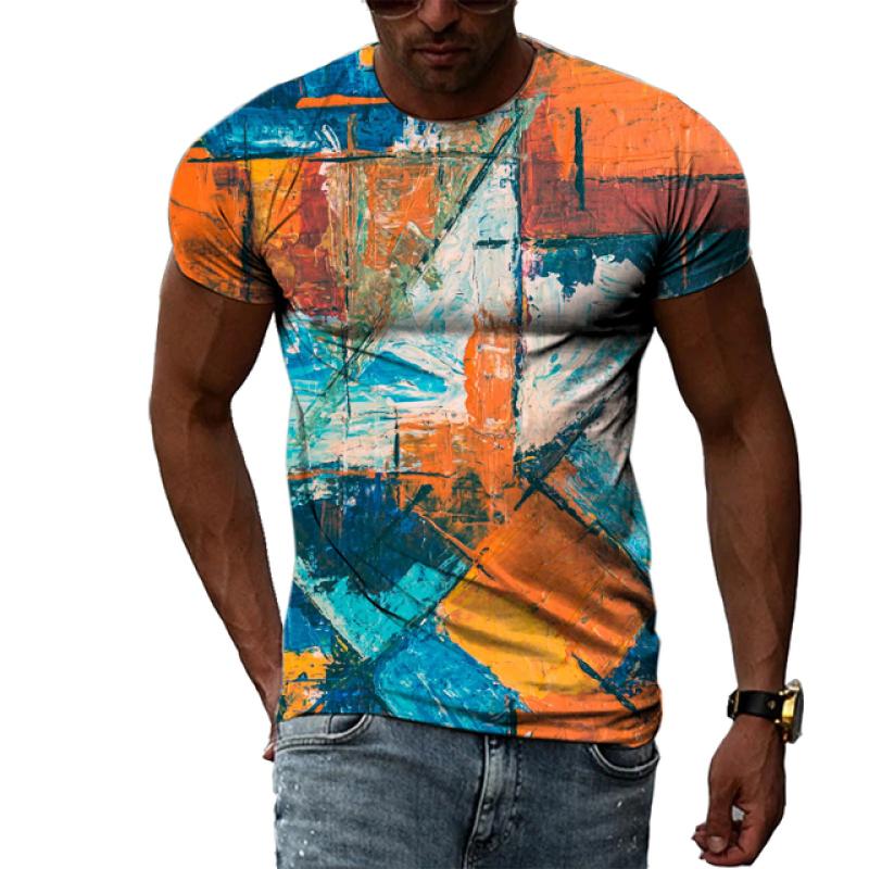 Summer Tide Fashion Doodle Picture Men T-Shirts  Casual 3D Print Tees Hip Hop Personality Round Neck Short Sleeve Tops