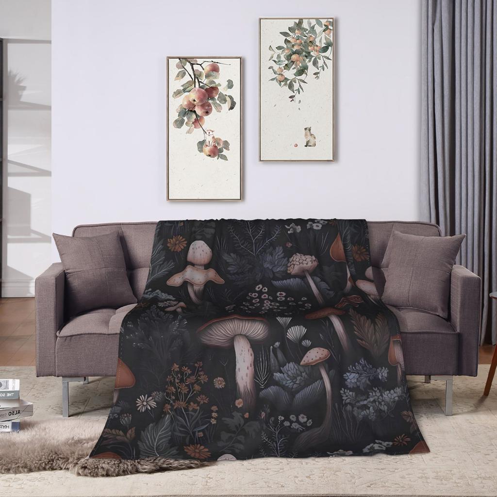 Dreamy Forest Mushroom Blanket Warm Comfortable Plush Bedding Throws For Bedroom Travel Flannel Bedspread Bed Cover