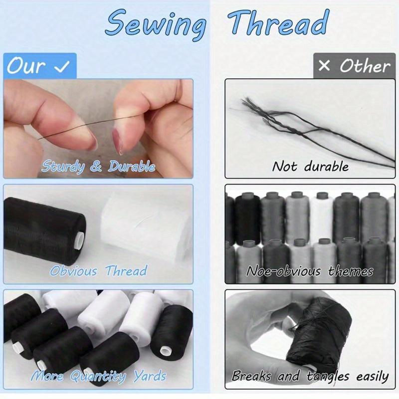 500M Sewing Thread Polyester Thread Black White Strong Sewing Threads Sewing Spools Polyester for Hand Machine