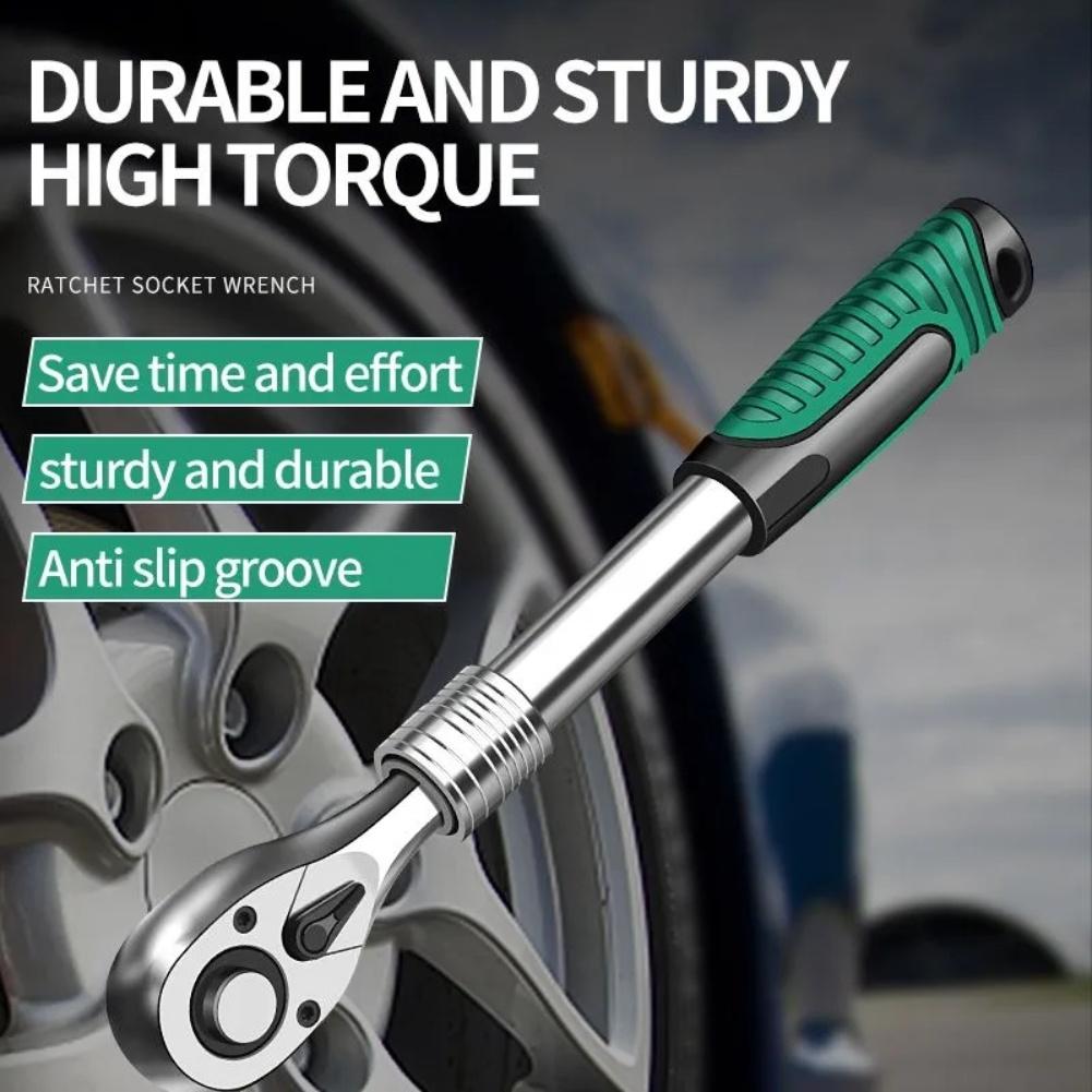Drive Socket Ratchet Wrench with 14 Inch Extendable Handle 72 Tooth Ratchet and Quick Release for Precise Work in Tight Spaces