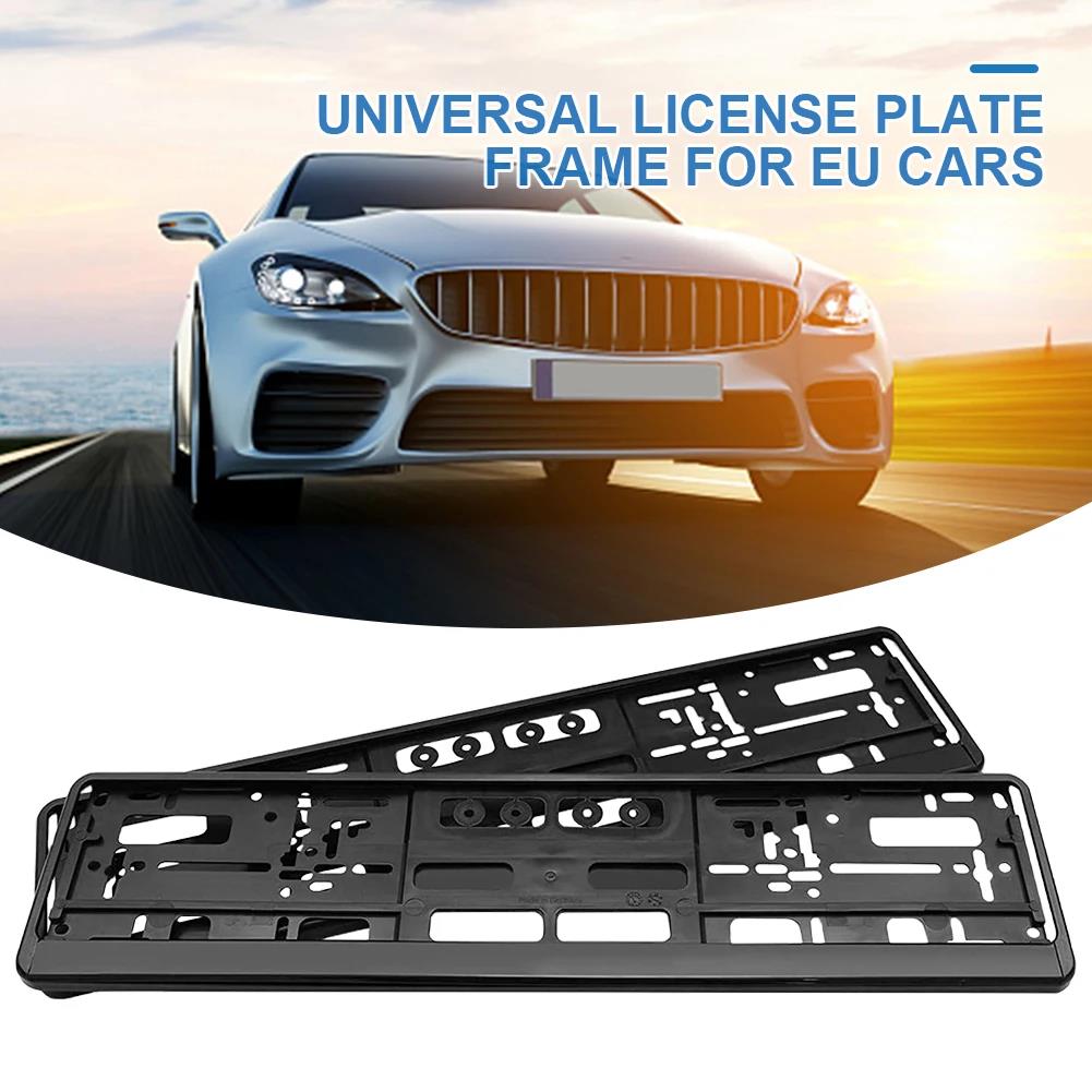 2Pcs Black Car Licence Plate Holder Bracket EU Standard Frame Anti-corrosion Waterproof Mount Auto Accessories Durable Accessory License Plate Covers
