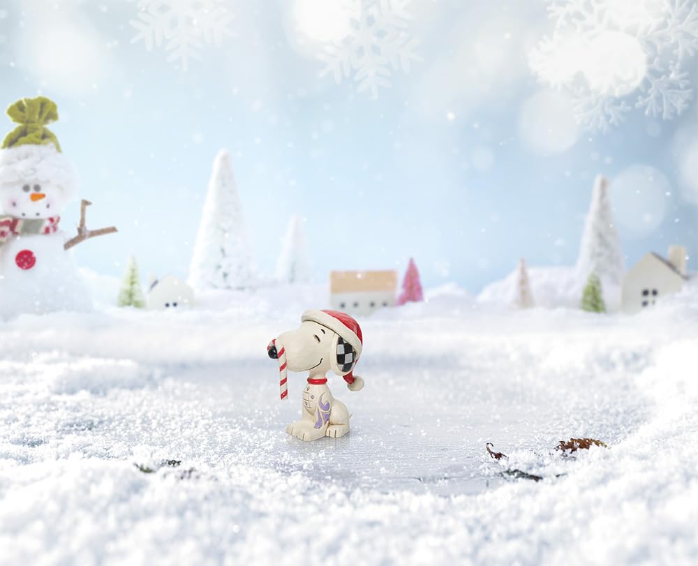 Enesco Peanuts by Jim Shore Snoopy Glitter Candy Cane Multicolor Figurine, 2.75 Inch,