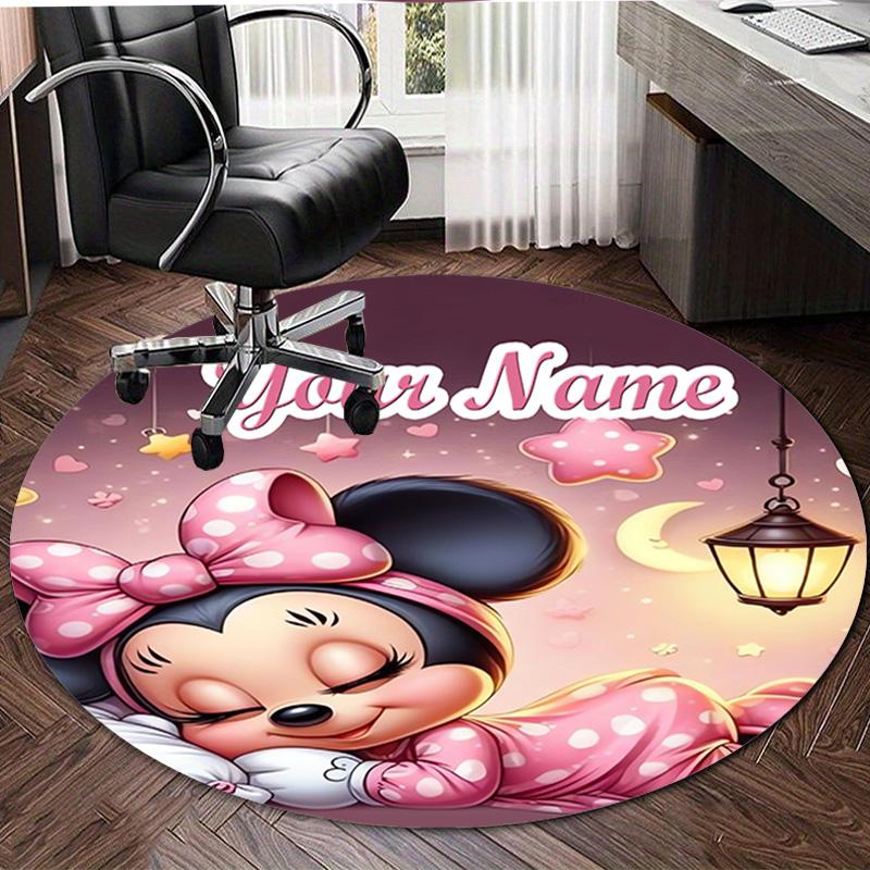 Personalized M-Minnie Round Chair Office Rug - Perfect for Mat, Office Chair & More - Ideal Gift for Birthdays and Holidays