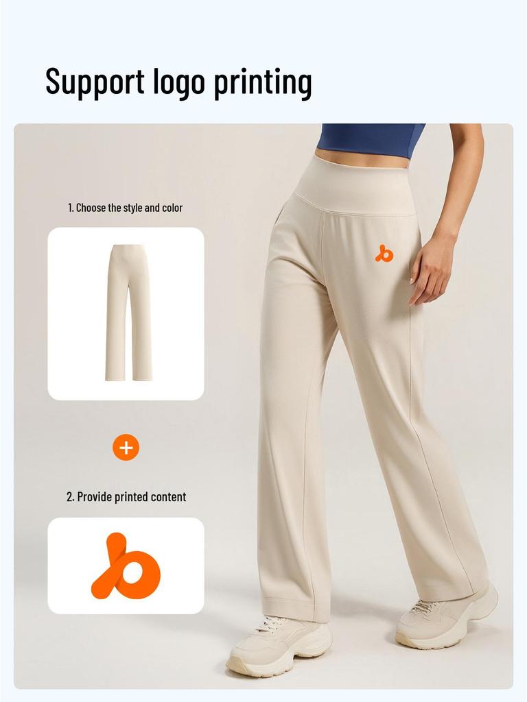 Juyi Tang Women's High-Waist Slimming Yoga Pants: Peach, Loose Straight Leg, Tall Fit, Hip Lifting Design