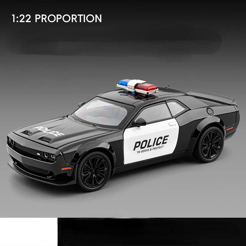 1:22 Challenger Srt Police Car Alloy Cars Toy Diecasts Vehicles Metal Model Car Decoration Kids Gift Boy C385