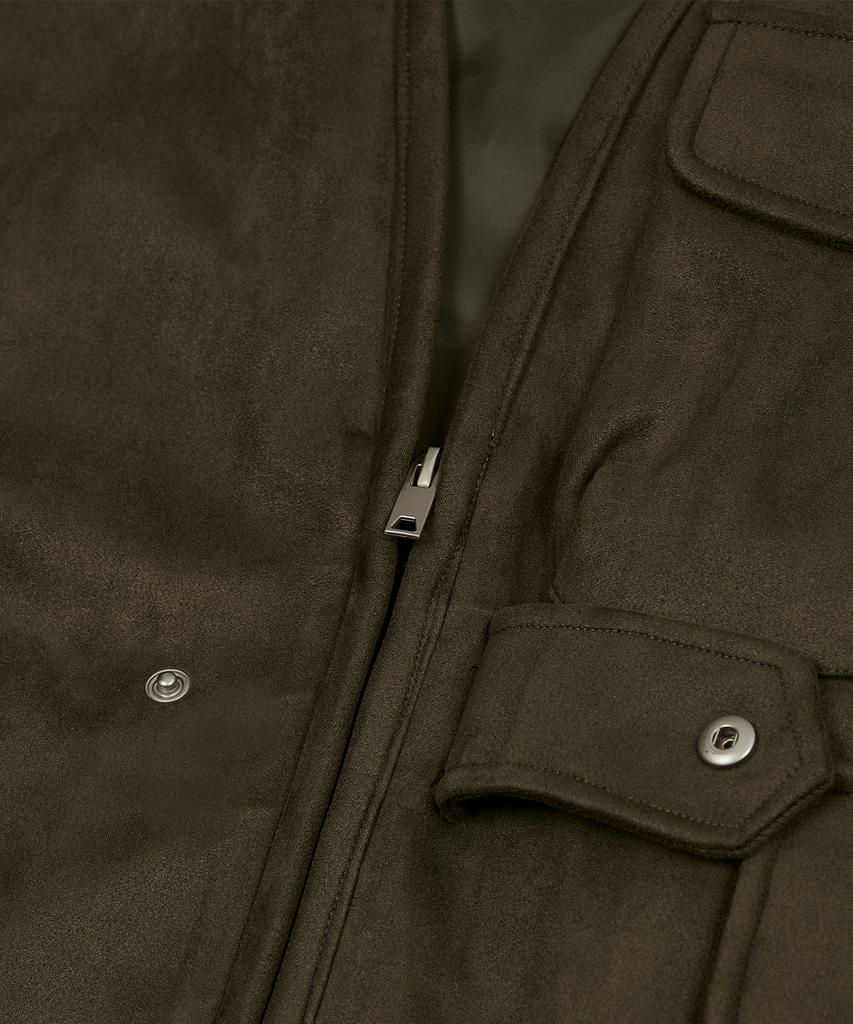 Standarderror 87-Stan146 Heavy Pocket Point Suede Vest Khaki