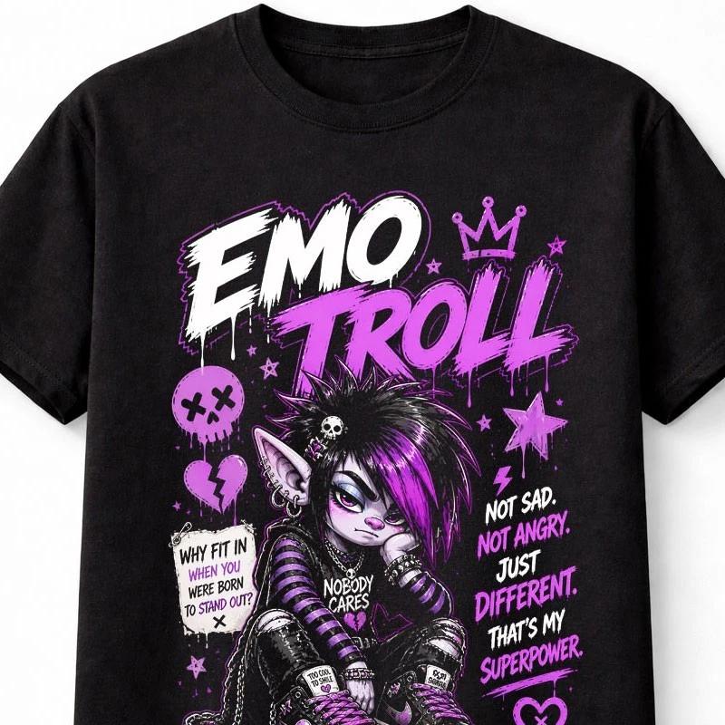 Emo Troll Goth Punk TShirt Alternative Grunge Scene Kid Unisex TShirt S