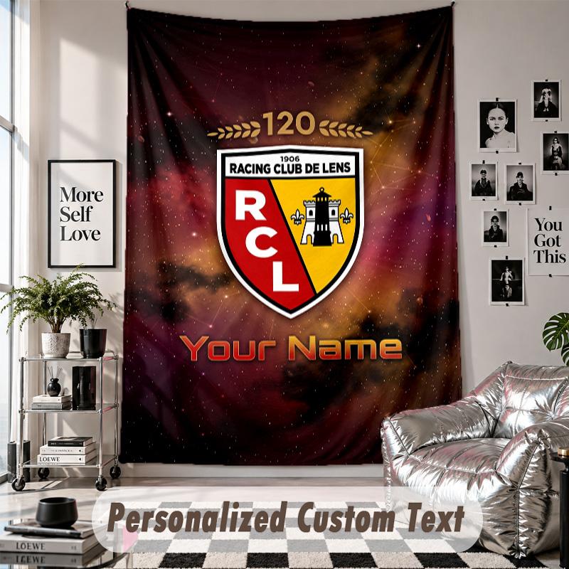 Wall Hanging Tapestry With Custom Name & Text, racing club de lens Decorative Tapestry For Bedroom