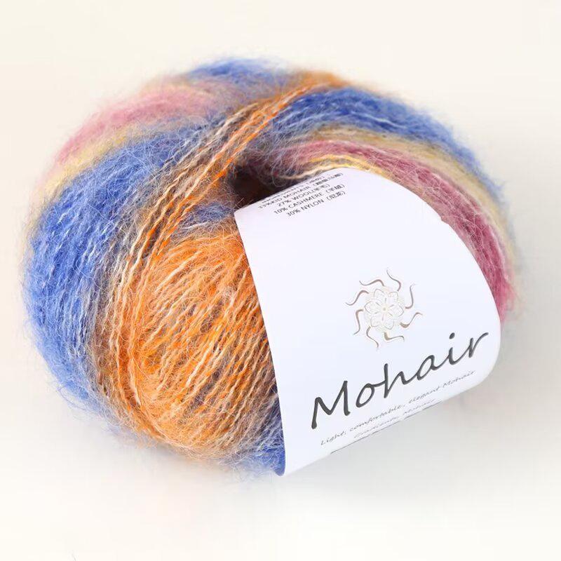 

Цветной градиентный мохер 25 г ручная работа своими руками тканая готовая к носке шарф шапка шерстяная пряжа лидер окрашенная мохеровая пряжа