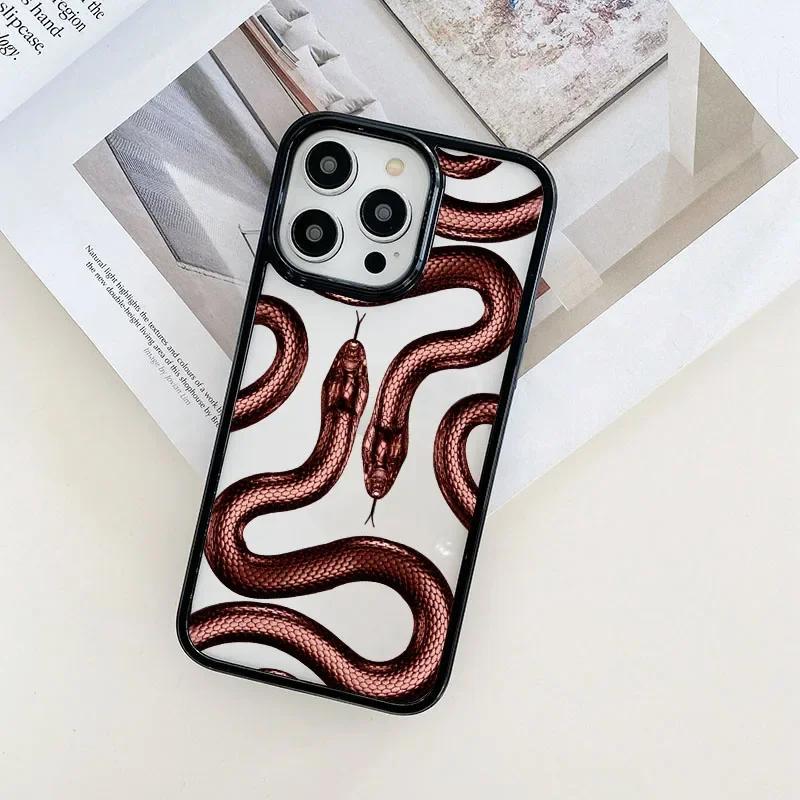 Luxurious Gold Snake Clear Case for IPhone 16 12 14 13 11 Pro Max Mini X XR XS 15 8 Plus Case Dragon Fundas for IPhone 13 Cover