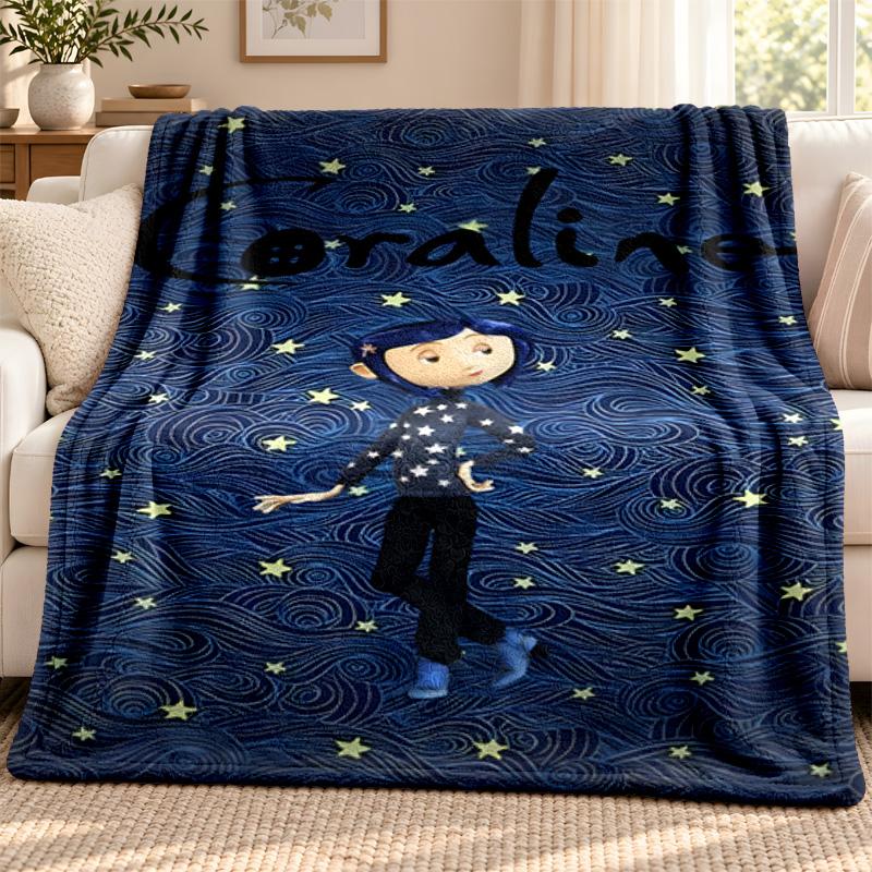 Coraline blanket Flannel Blanket Soft Cozy Plush Throw for Sofa Bed Lightweight Home Decoration Outdoor camping