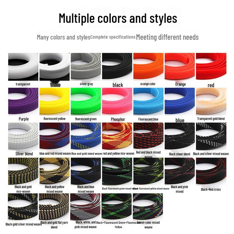 Nylon Braided Shockproof Speaker Cable Sleeve, Snake Skin Mesh, 3mm-80mm