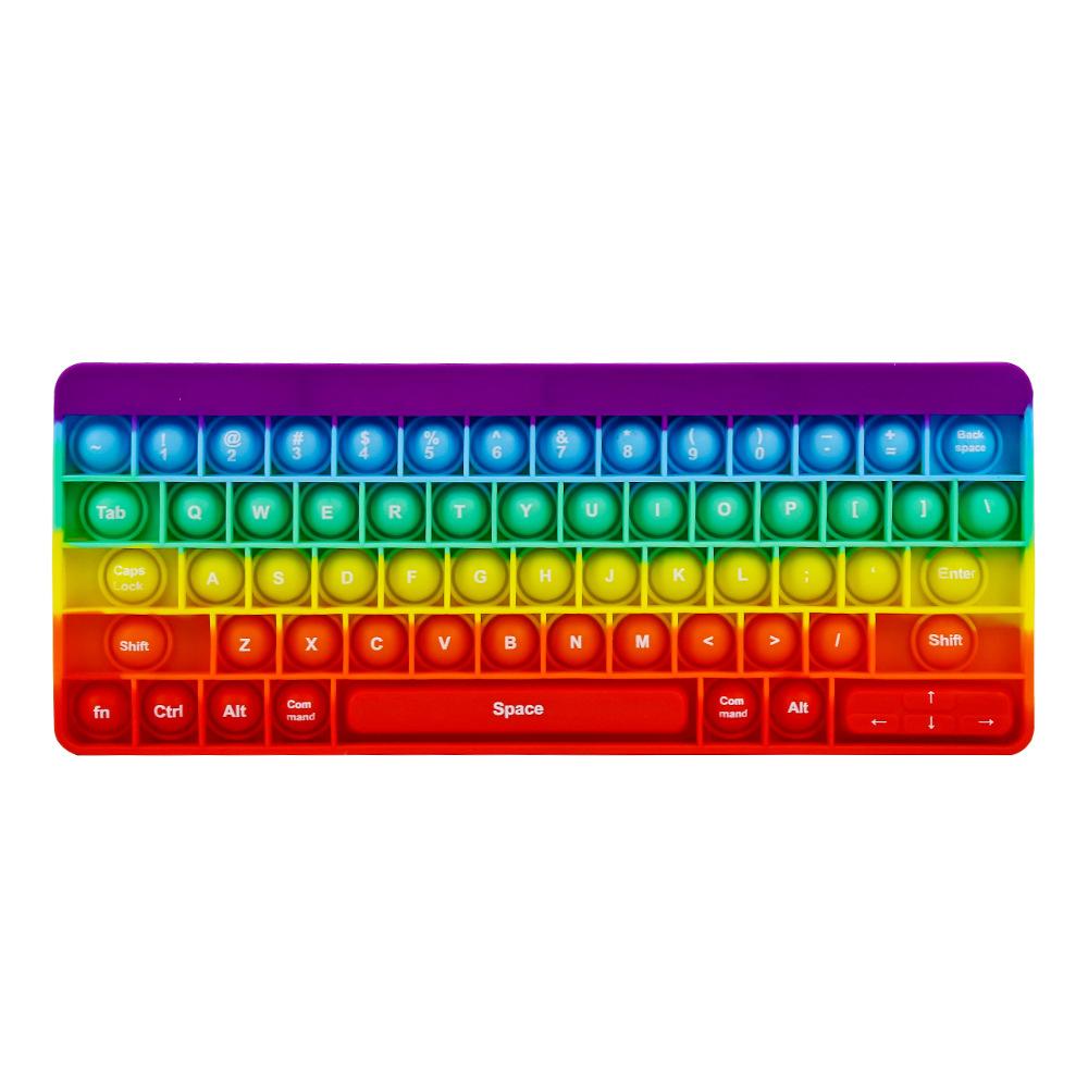 Keyboard Push Bubble Fidget Sensory Toys Rainbow Popping Silicone Game Toy Anxiety & Stress Reliever  Toy For Kids And Adu