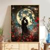 5d DIY Diamond Painting Cross Stitch Couple Silhouette Moon Scenery Diamond Embroidery Mosaic Full Round Drill Home Decor
