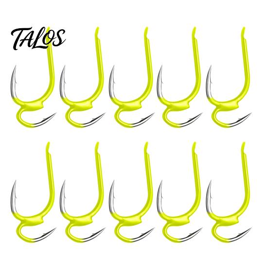 Live Bait Hook 10Pcs Metal Classic Double Fishing Hooks, High Carbon Steel Hooks with Earthworm Barbs, Sharp Open Shank Anti-Escape for Freshwater
