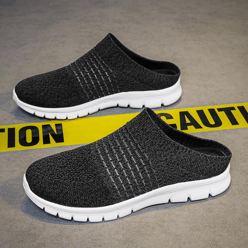 

One-pedal men s shoes summer mesh breathable casual mesh shoes men s sports soft sole without heel bag head half drag large size 45