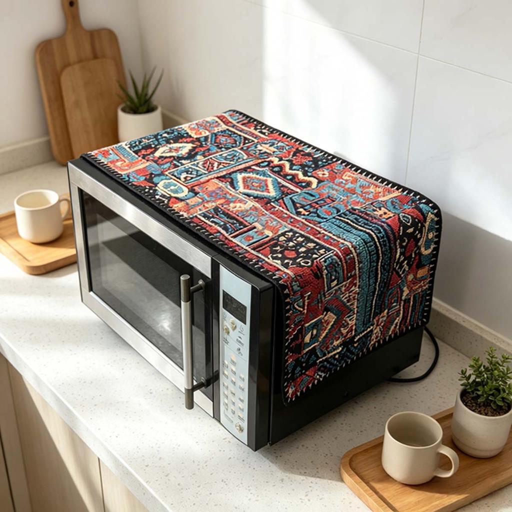 30x90cm Easy to Install Cotton Linen Microwave Dust Cover Anti Dust Cover