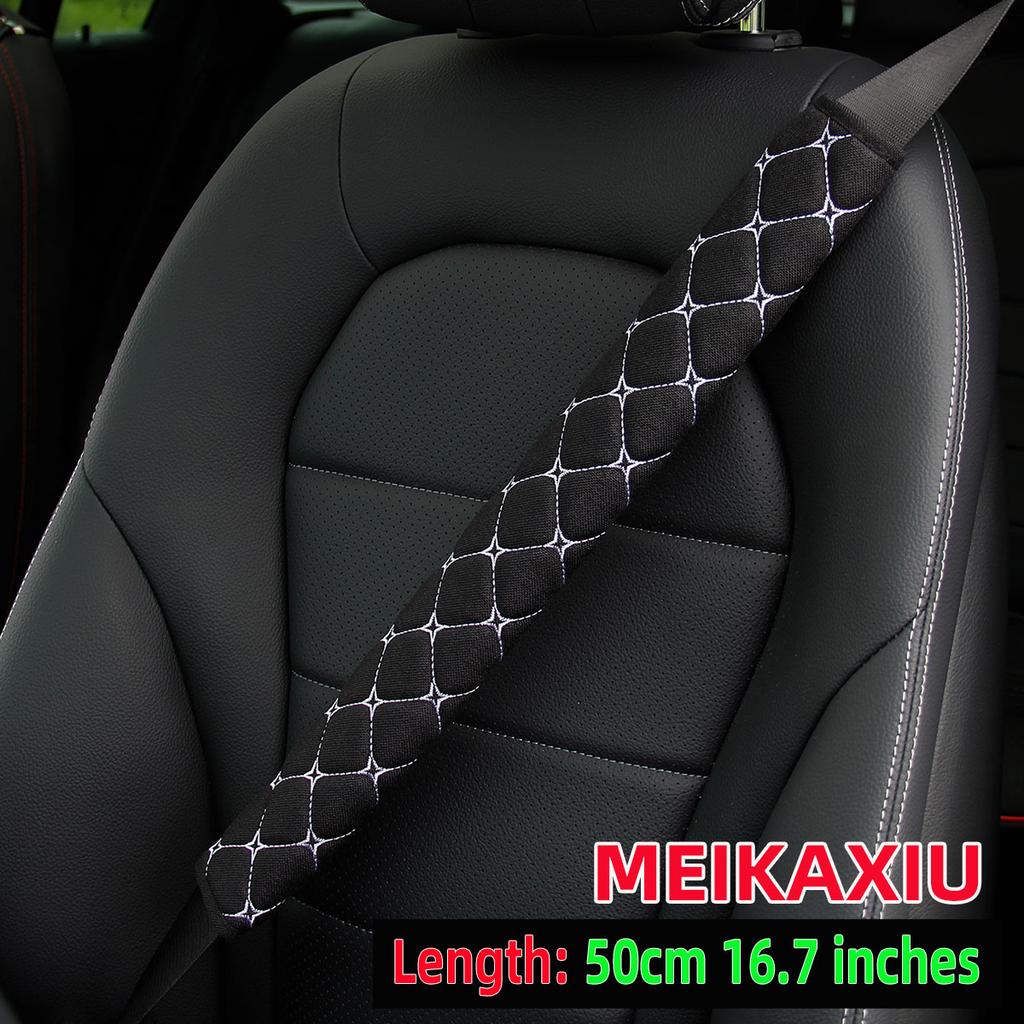 1 Embroidered Fabric Breathable Truck Car Seat Belt Safety Belt Shoulder Protector 50cm16.7 Inch Car Interior Supplies Black