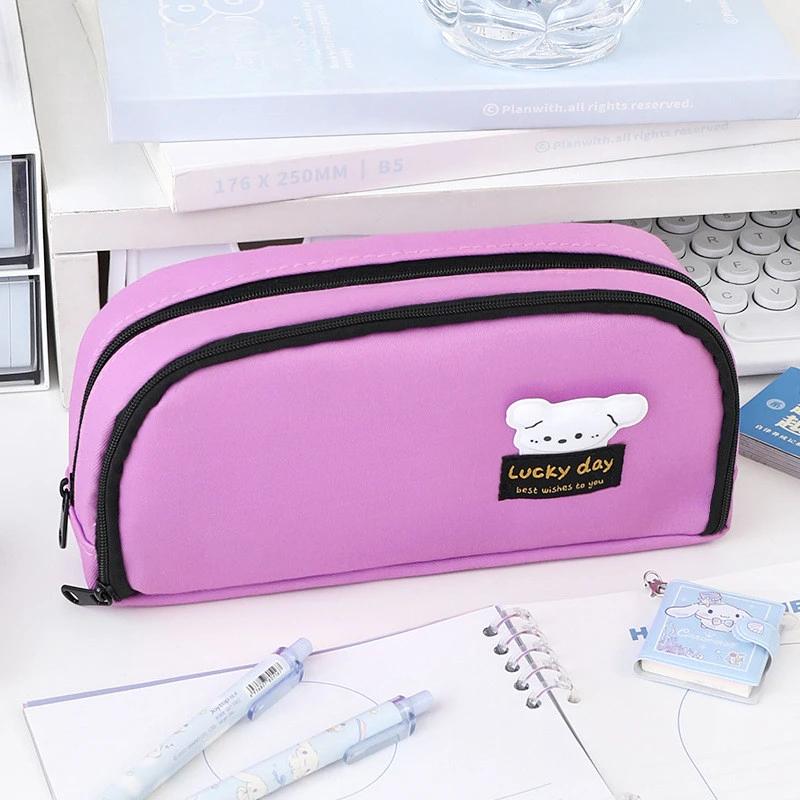 

Creative Dopamine Color Dog Pencil Case Large Capacity Multi-layer Storage Pencil Box Multi-functional Stationery Storage Bag рожевий