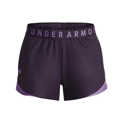 Logo Print Mid-Rise Sports Color Block Shorts Women Shorts Purple 1344552-541
