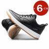 Men's Genuine Leather Elevator Casual Shoes Breathable Black/White Height Increasing Sneakers Sports 6cm Tall Shoes